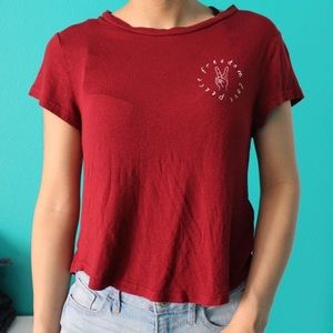 red peace and love graphic t-shirt